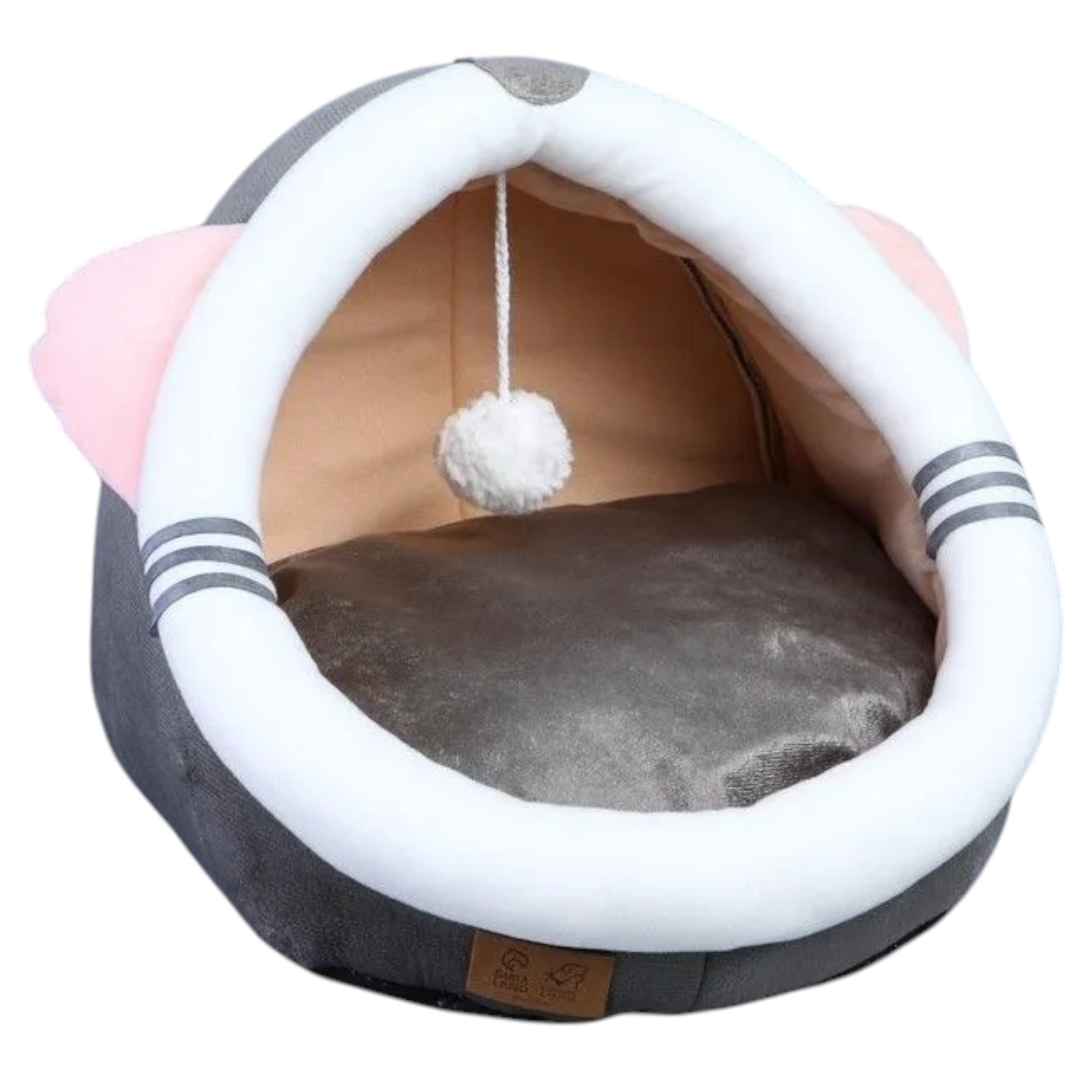 Домик лежанка TopPet Уют с ушками и мячиком серая 32*40*34