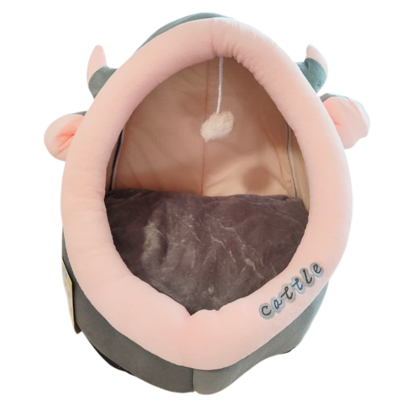 Домик лежанка TopPet Уют с ушками и мячиком розовая 32*40*35