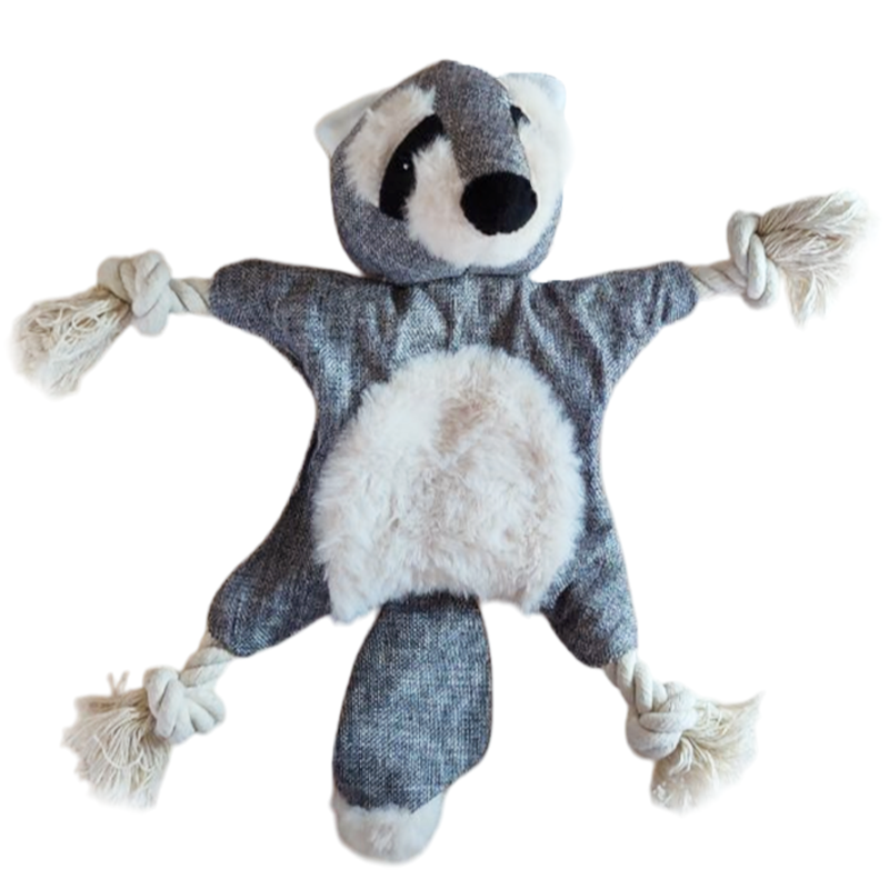 Игрушка TopPet Енот шуршащий с канатом, 27 см.