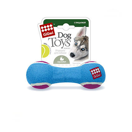 Игрушка GiGwi Гантель с пищалкой, теннисная, 18см для Собак