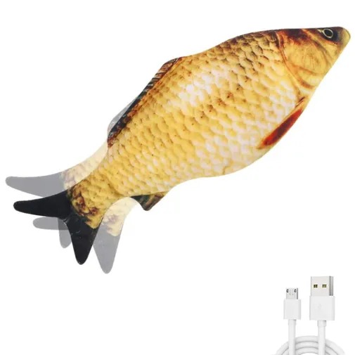 Игрушка Рыбка с двигающимся хвостом и USB-зарядкой 28см для Кошек
