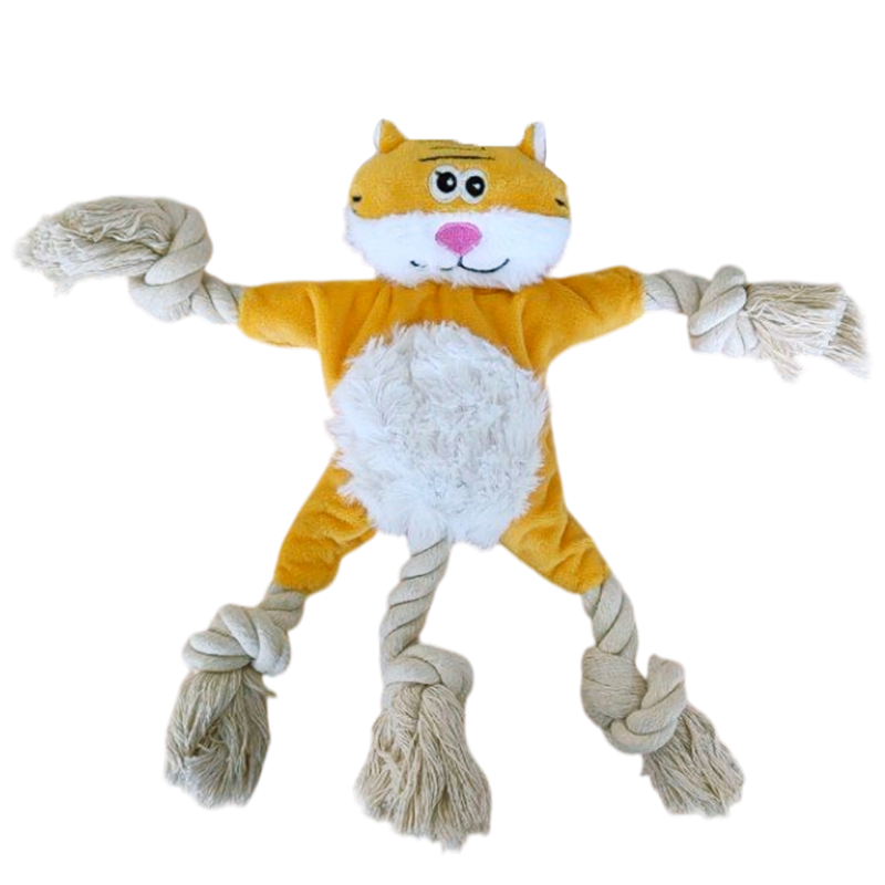 Игрушка TopPet Тигр шуршащий с канатом, 27 см.