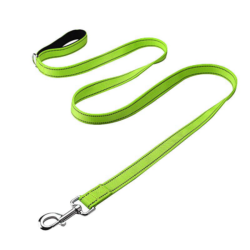 Поводок Nunbell Professional нейлон 20мм*110-120см Зеленый с эргономичной ручкой и светоотр. нитью