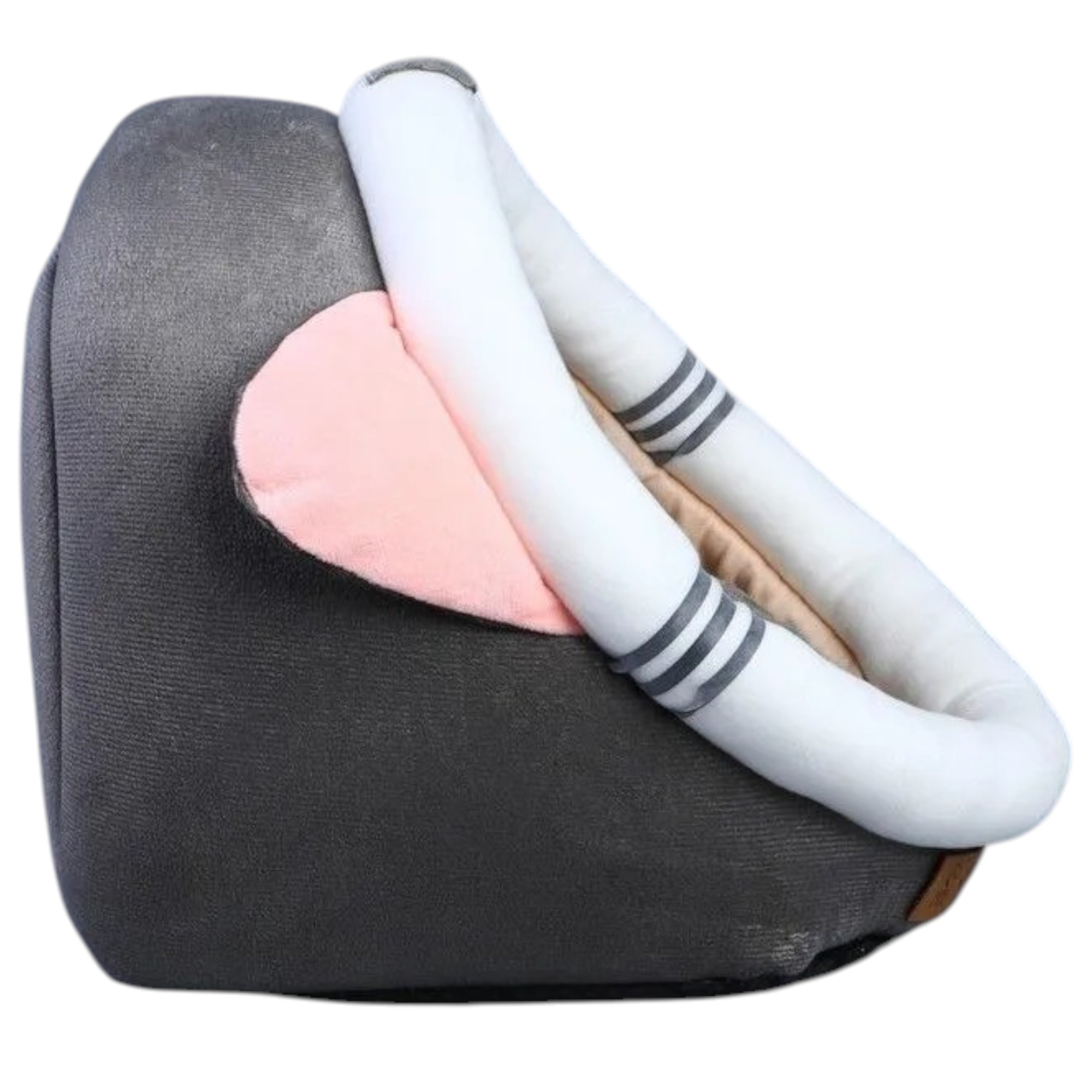 Домик лежанка TopPet Уют с ушками и мячиком серая 32*40*34