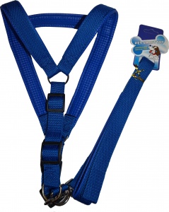 Комплект TopPet №25 Нейлон (+Винил) Поводок+Шлейка, Синий