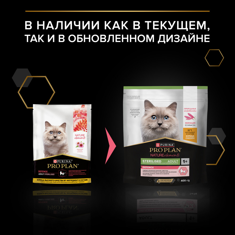 Сухой корм PRO PLAN® Nature Elements STERILISED для взрослых стерилизованных кошек, с высоким содержанием курицы, 400 г