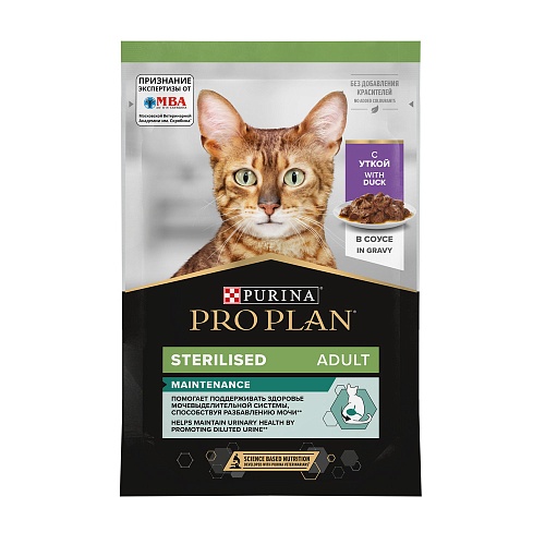 Влажный корм PRO PLAN Sterilised для стерилизованных кошек, в соусе, с уткой, 85 г 