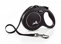 Рулетка Flexi New Classic L ремень 5м 50кг Черная