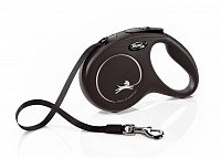Рулетка Flexi New Classic S ремень 5м 15кг Черная